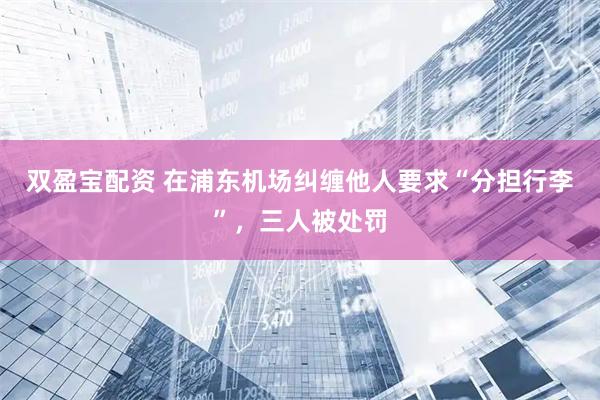 双盈宝配资 在浦东机场纠缠他人要求“分担行李”，三人被处罚